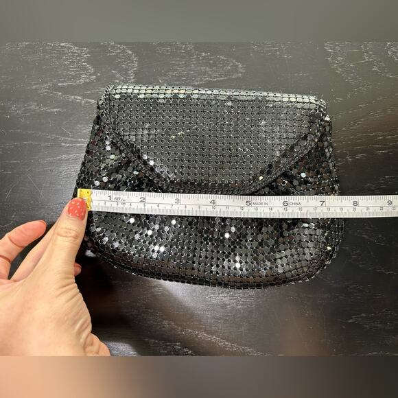 black chain metal mesh link cord body or clutch- VTG mesh- disco date night - Picture 6 of 8